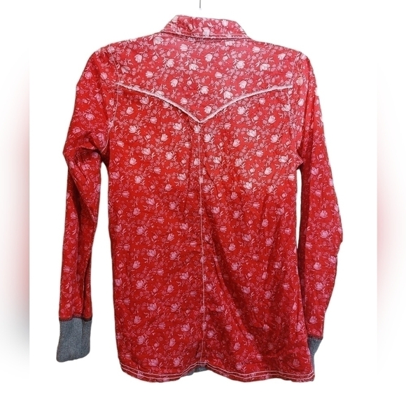 BKE LADIES LONG SLEEVE FITTED BUTTON UP FLORAL PRINT TOP- S - Picture 3 of 5